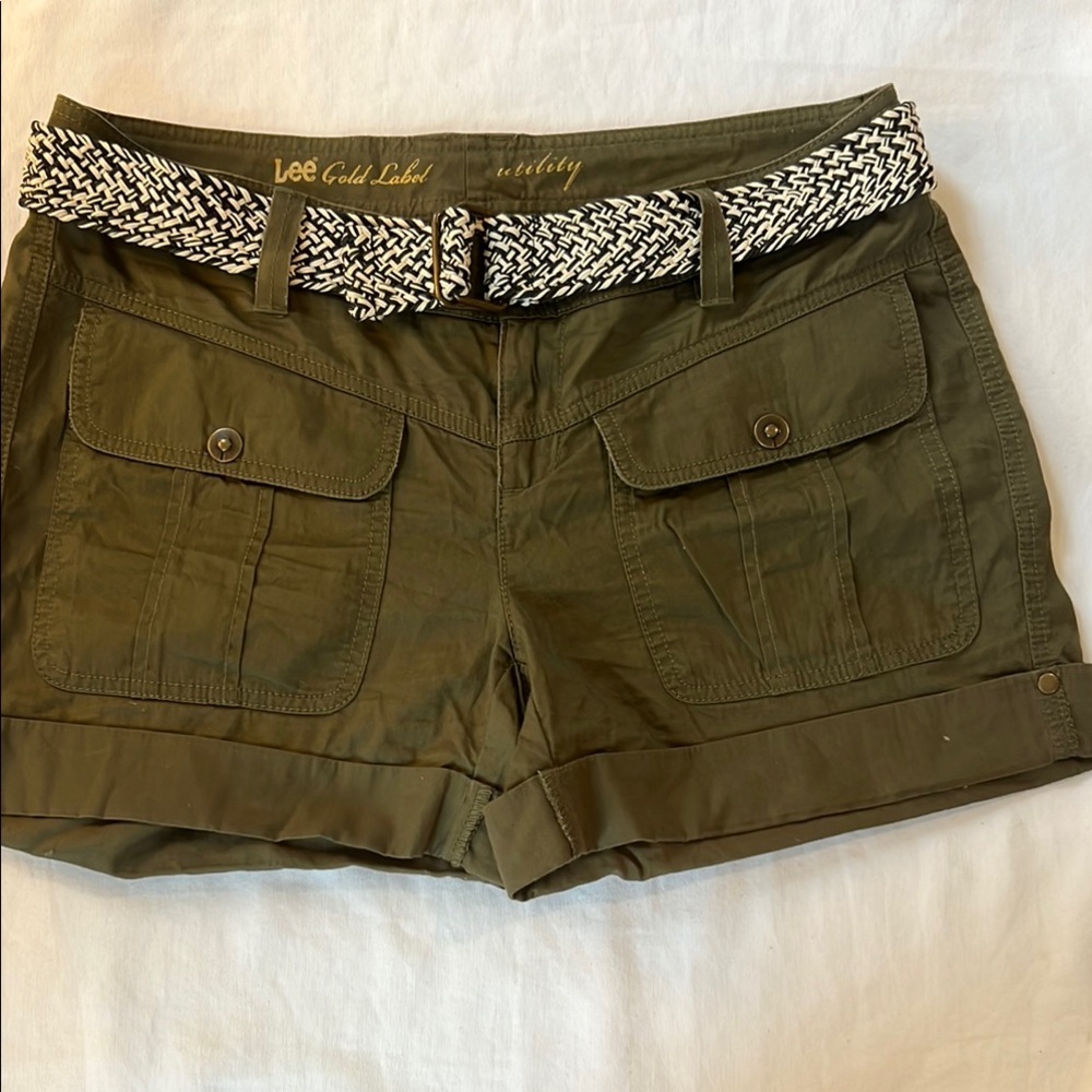 Lee Green Cargo Shorts with Braided Belt